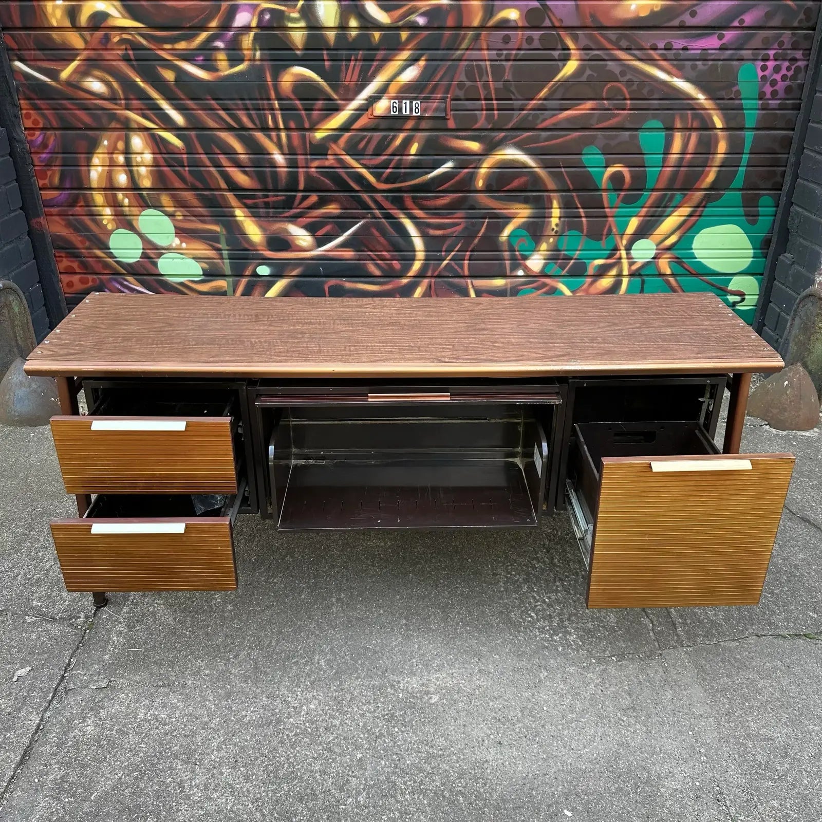 Alcoa/Reynolds/Gf Studios for Gordon Bumshaft Italic Credenza Mid-Century Modern Desk