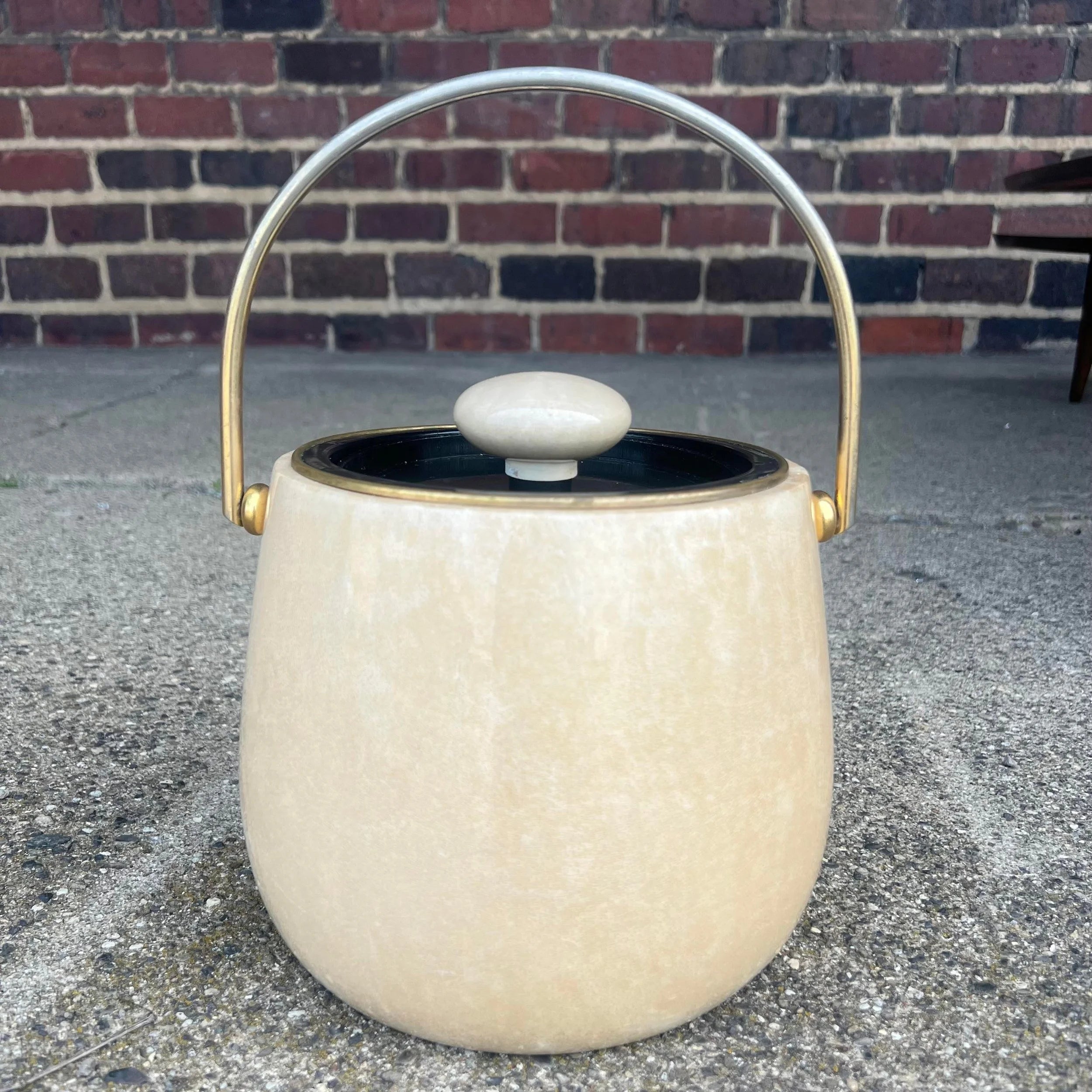 Aldo Tura Goatskin Wrapped Brass Ice Bucket