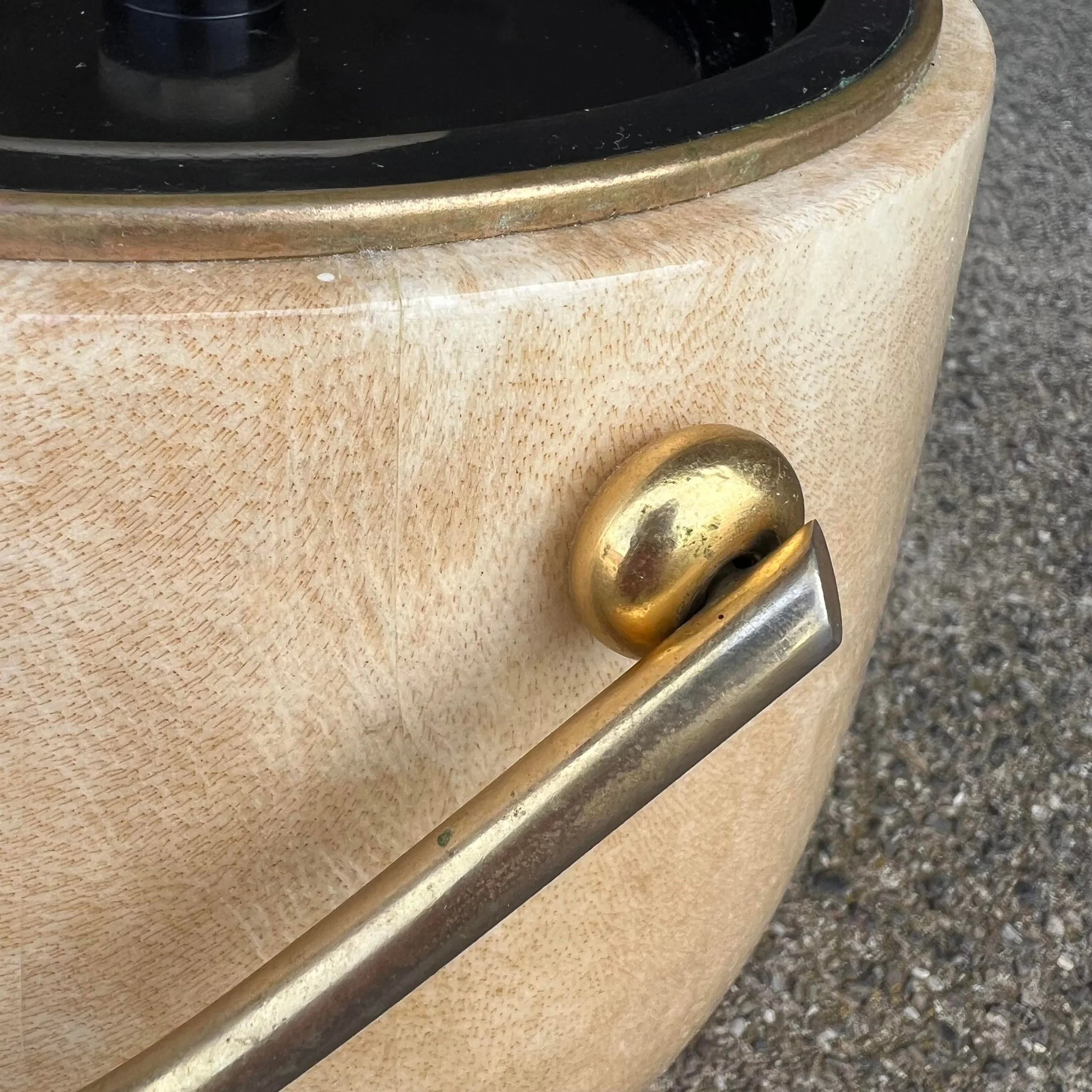 Aldo Tura Goatskin Wrapped Brass Ice Bucket