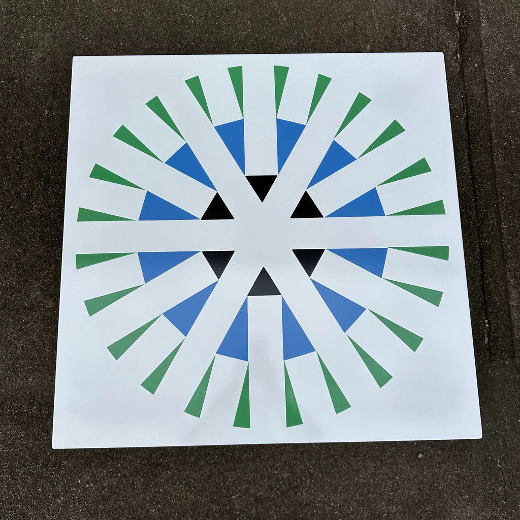 Amazing Geometric Enamel Top With Chrome Wire Bottom Side Table Alexander Girard