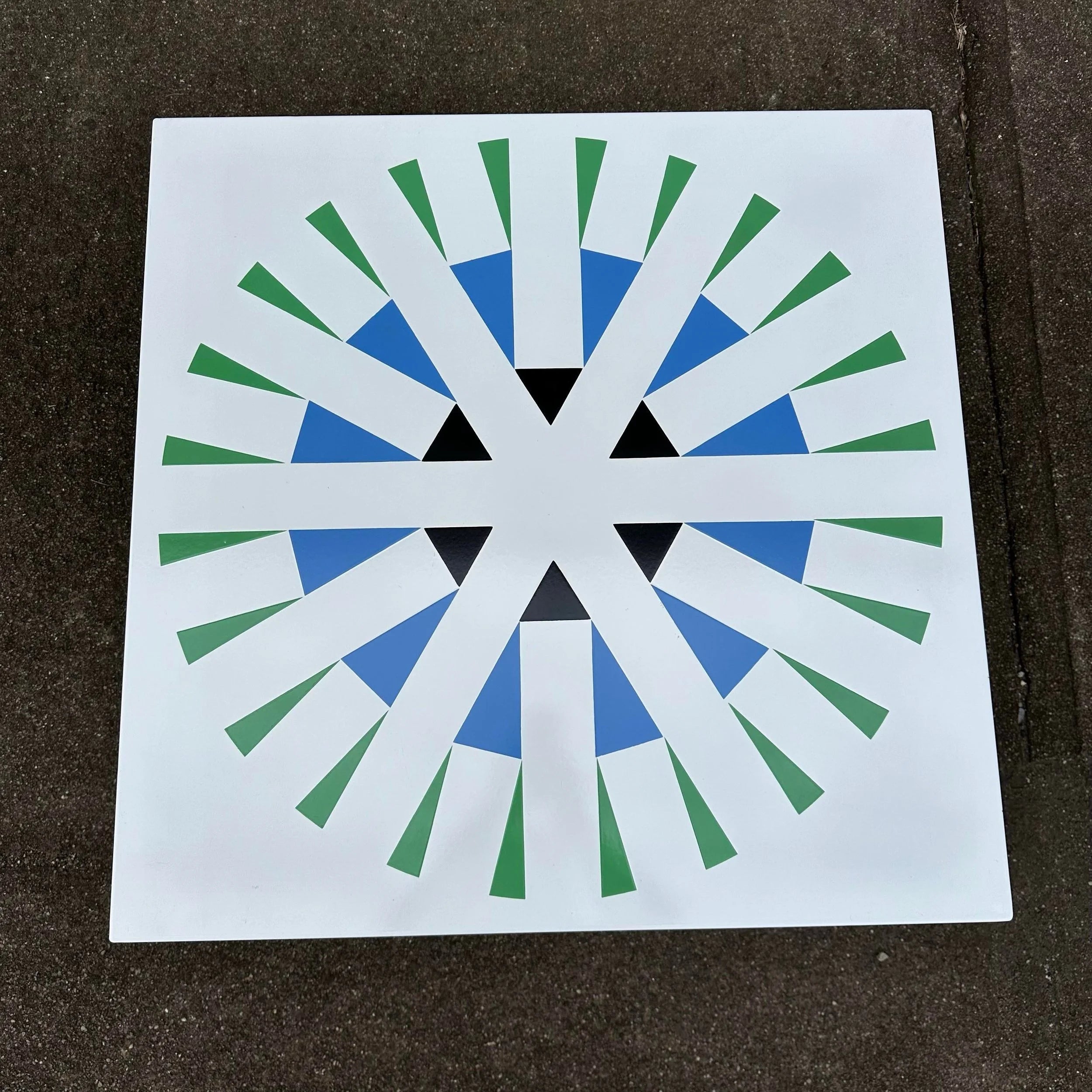 Amazing Geometric Enamel Top With Chrome Wire Bottom Side Table Alexander Girard