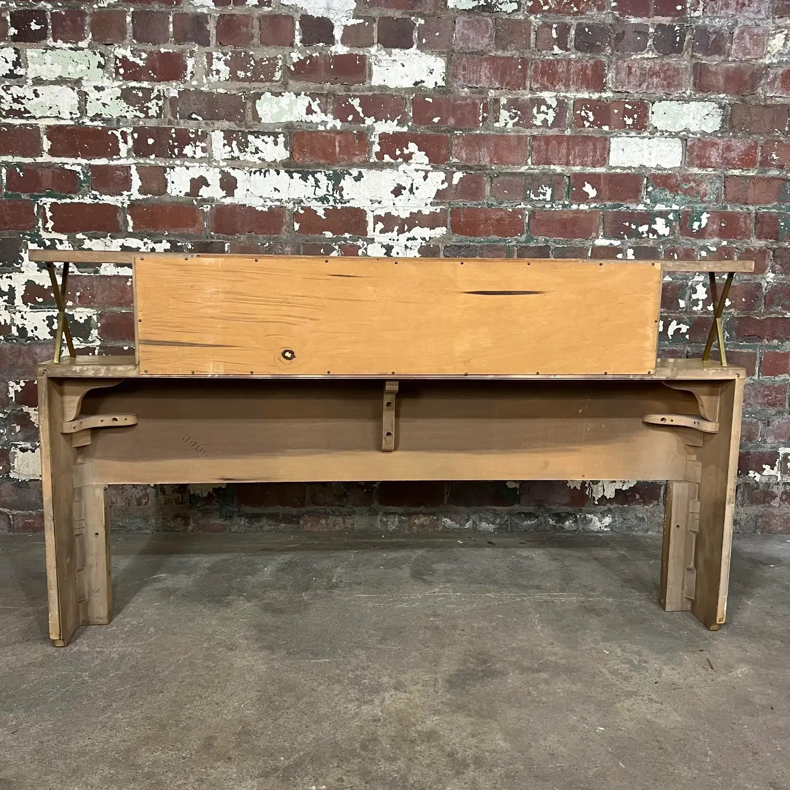American of Martinsville Headboard With Storage Light Wood Midcentury Brass
