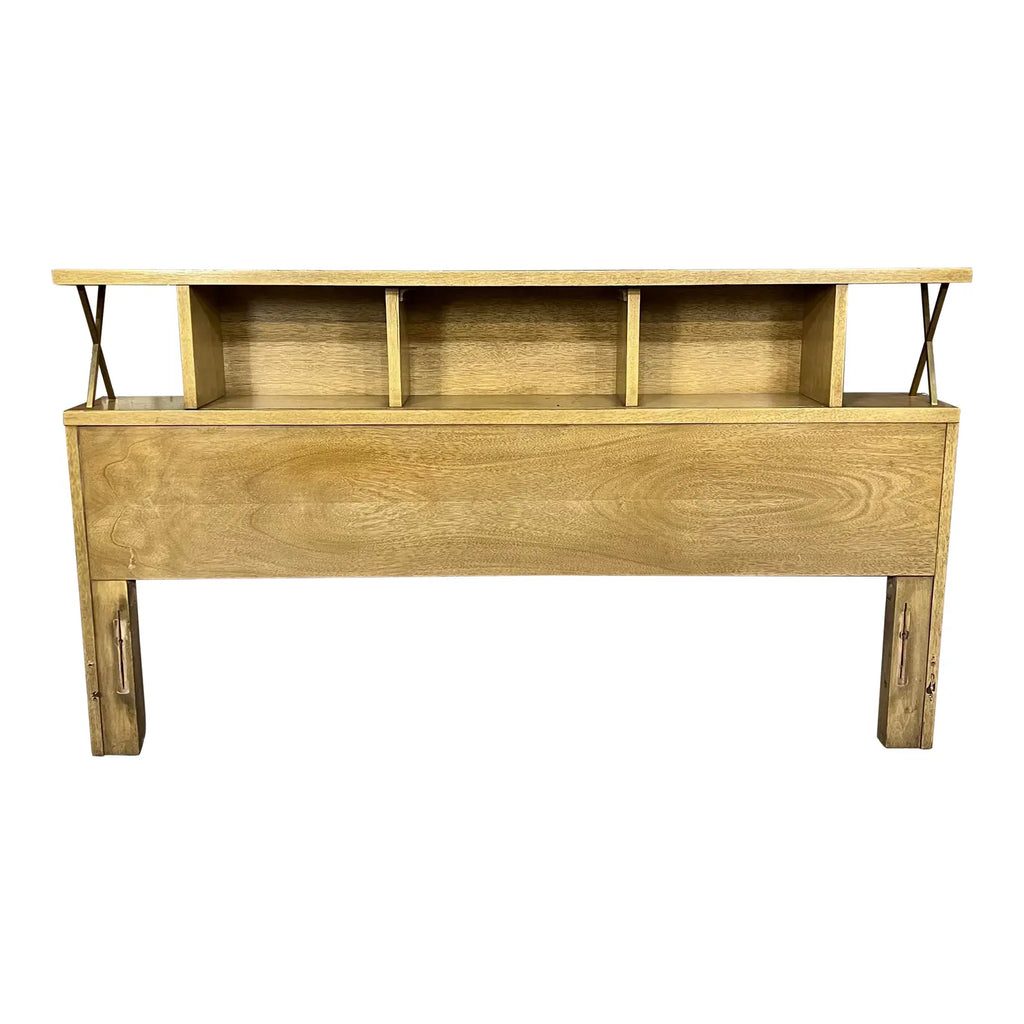 American of Martinsville Headboard With Storage Light Wood Midcentury Brass