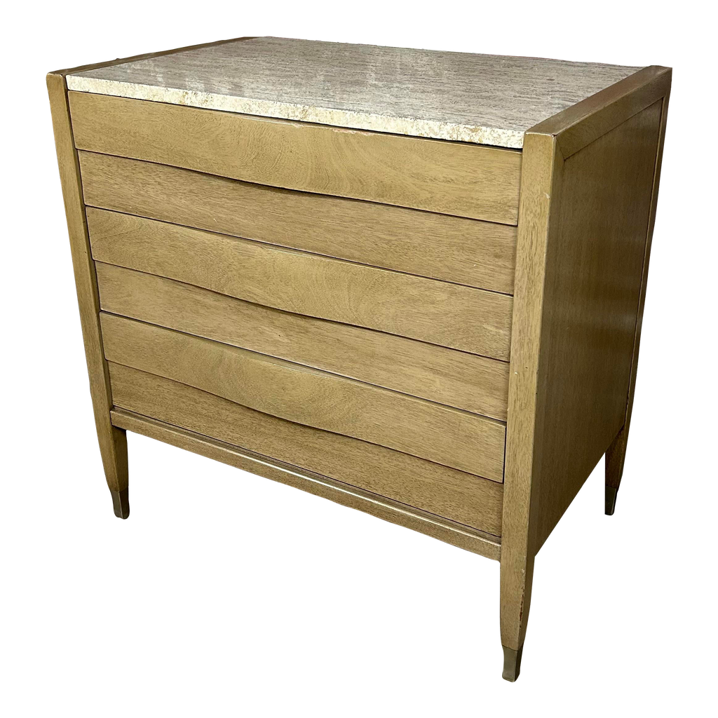 American of Martinsville Travertine Marble Top Chest