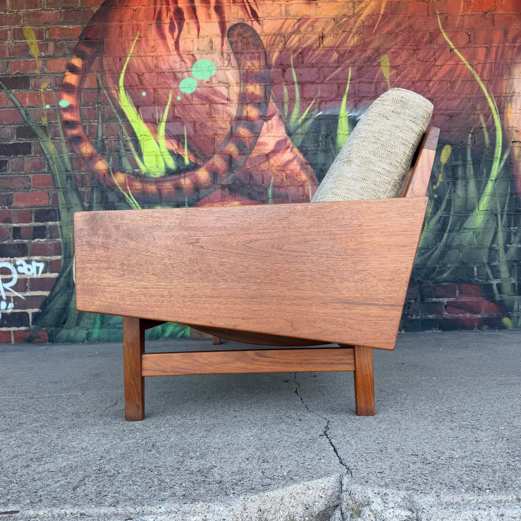 American Studio Solid Walnut Arden Riddle Sofa Mid Century Modern