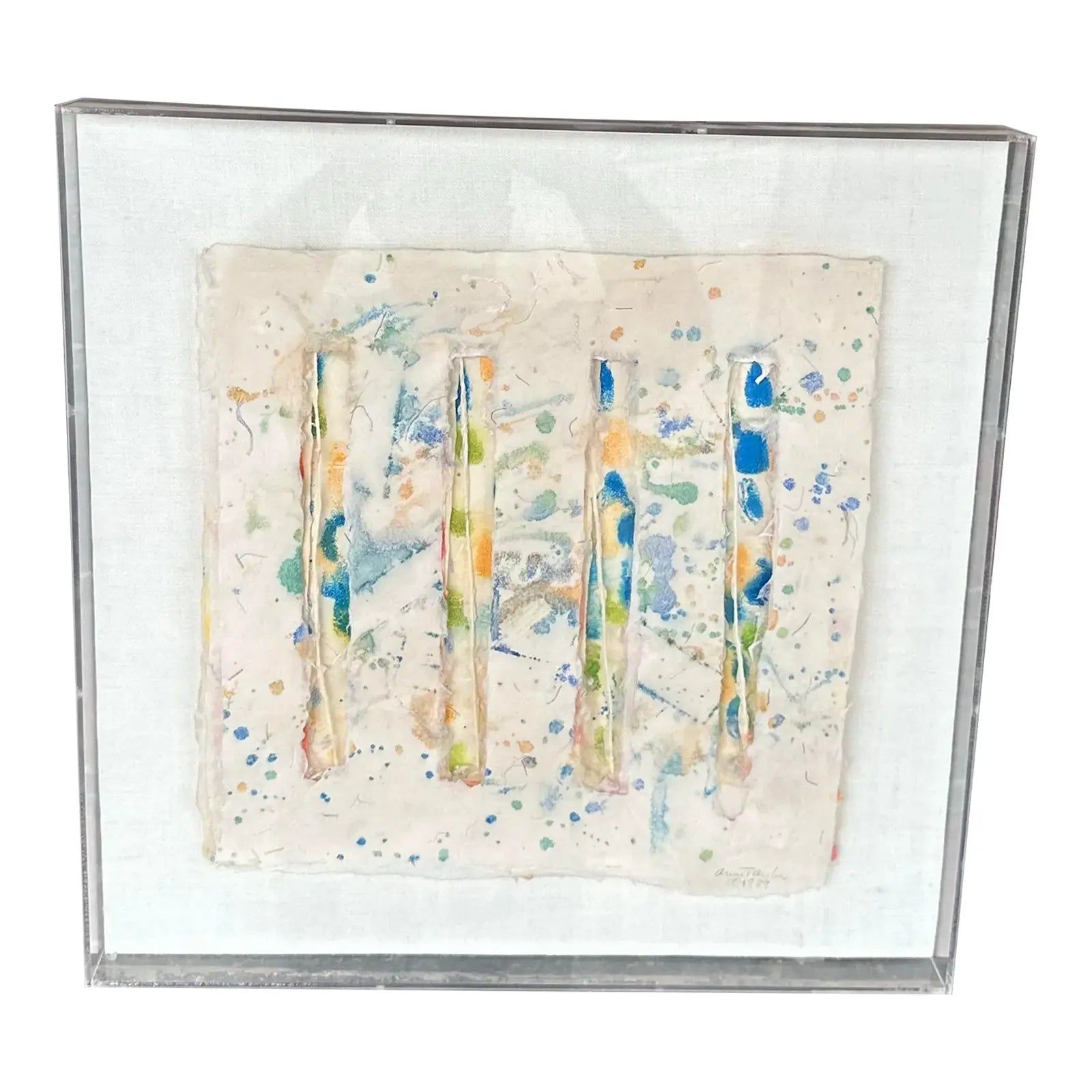 Anne Taylor Mixed Media Artwork, “Summer Song” (1989) – Framed in Acrylic Box