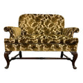 Antique Cut Velvet Queen Anne-Style Floral Settee