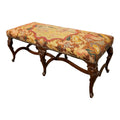 Antique French Style Carved Wood & Needlepoint Tapestry Bench