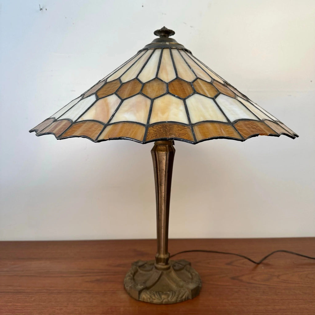 Antique Stained Glass Tiffany Style Table Lamp