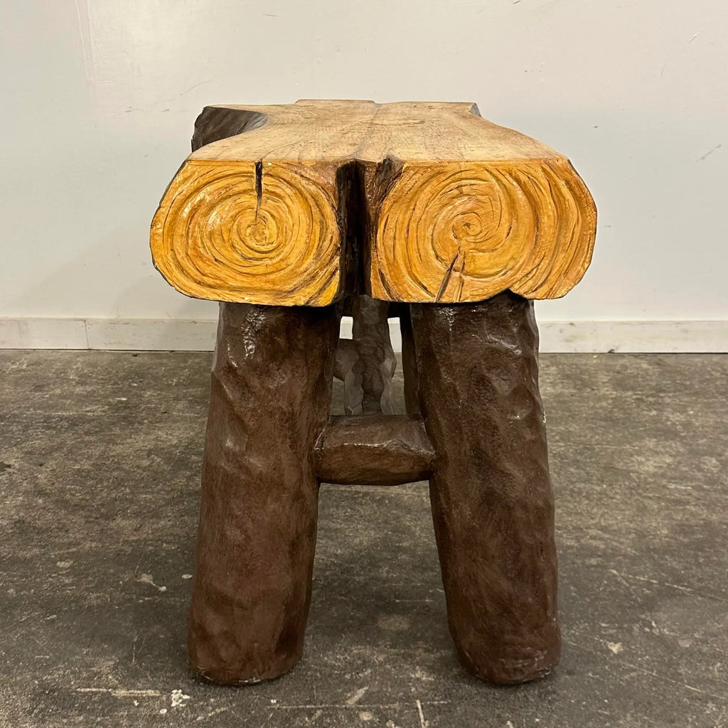 Anvil Props Faux Bois-Style Log Console Table Bench