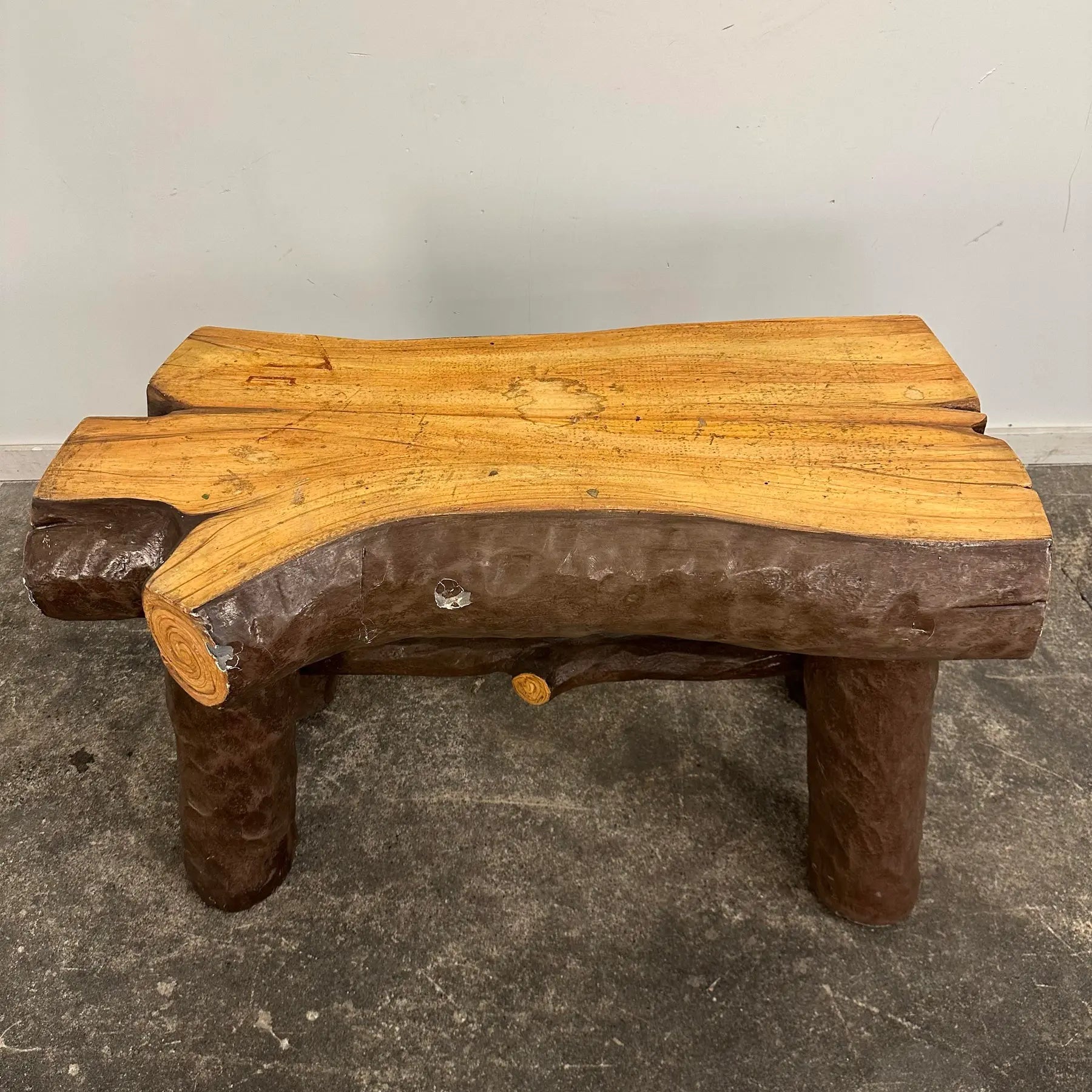 Anvil Props Faux Bois-Style Log Console Table Bench