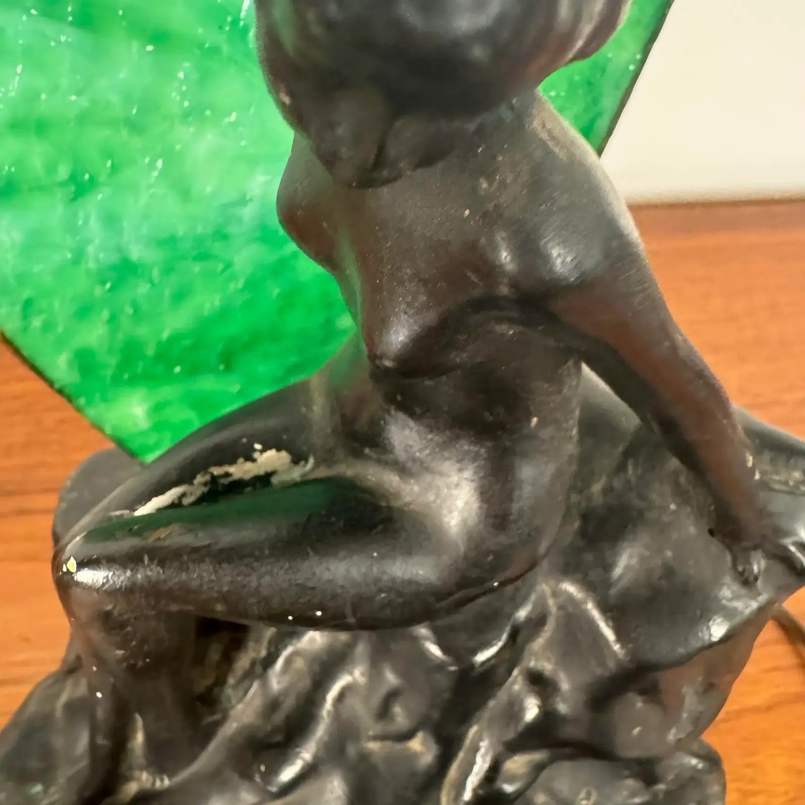 Art Deco Nude Figure Stained Glass Table Lamp