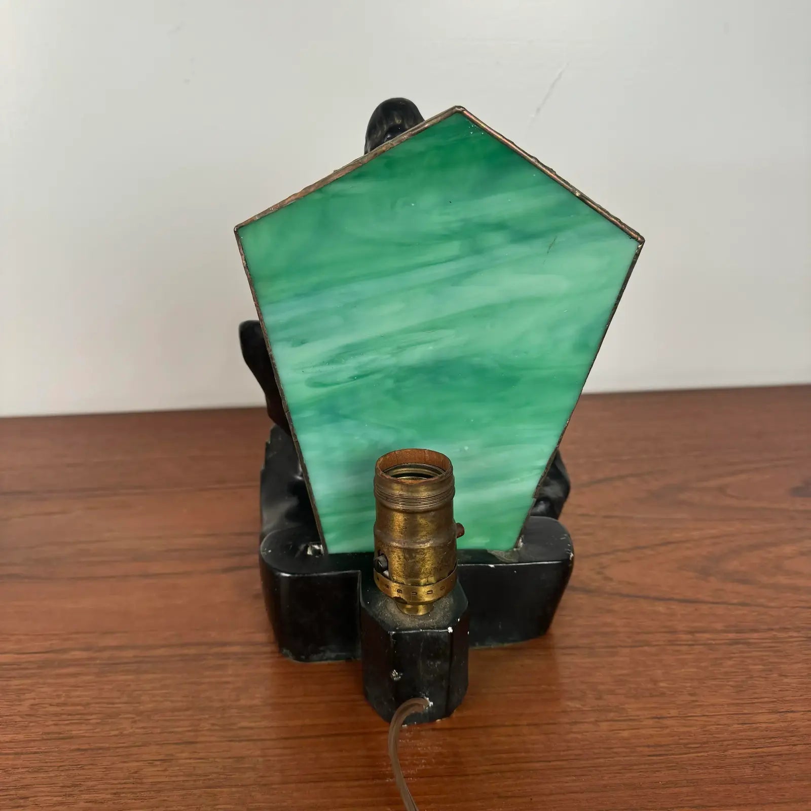 Art Deco Nude Figure Stained Glass Table Lamp