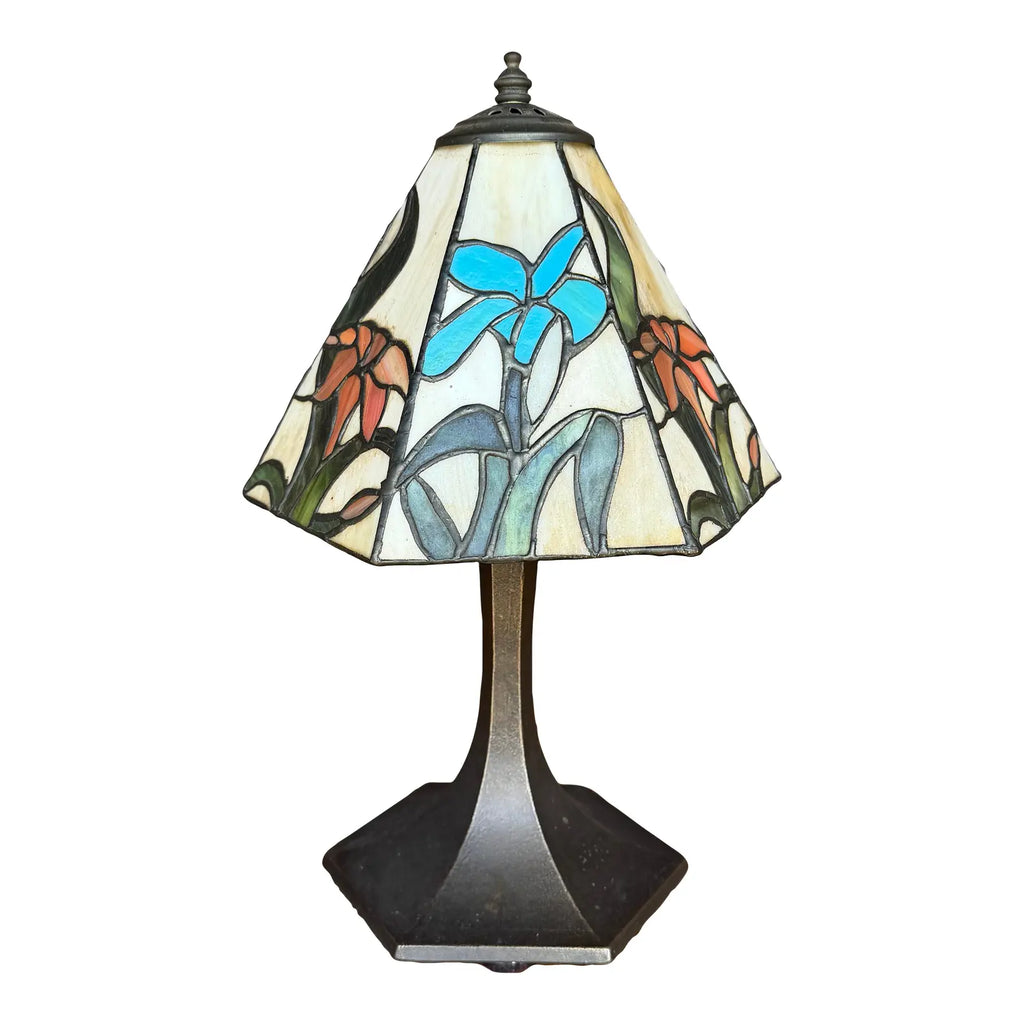 Art Nouveau Stained Glass Floral Table Lamp