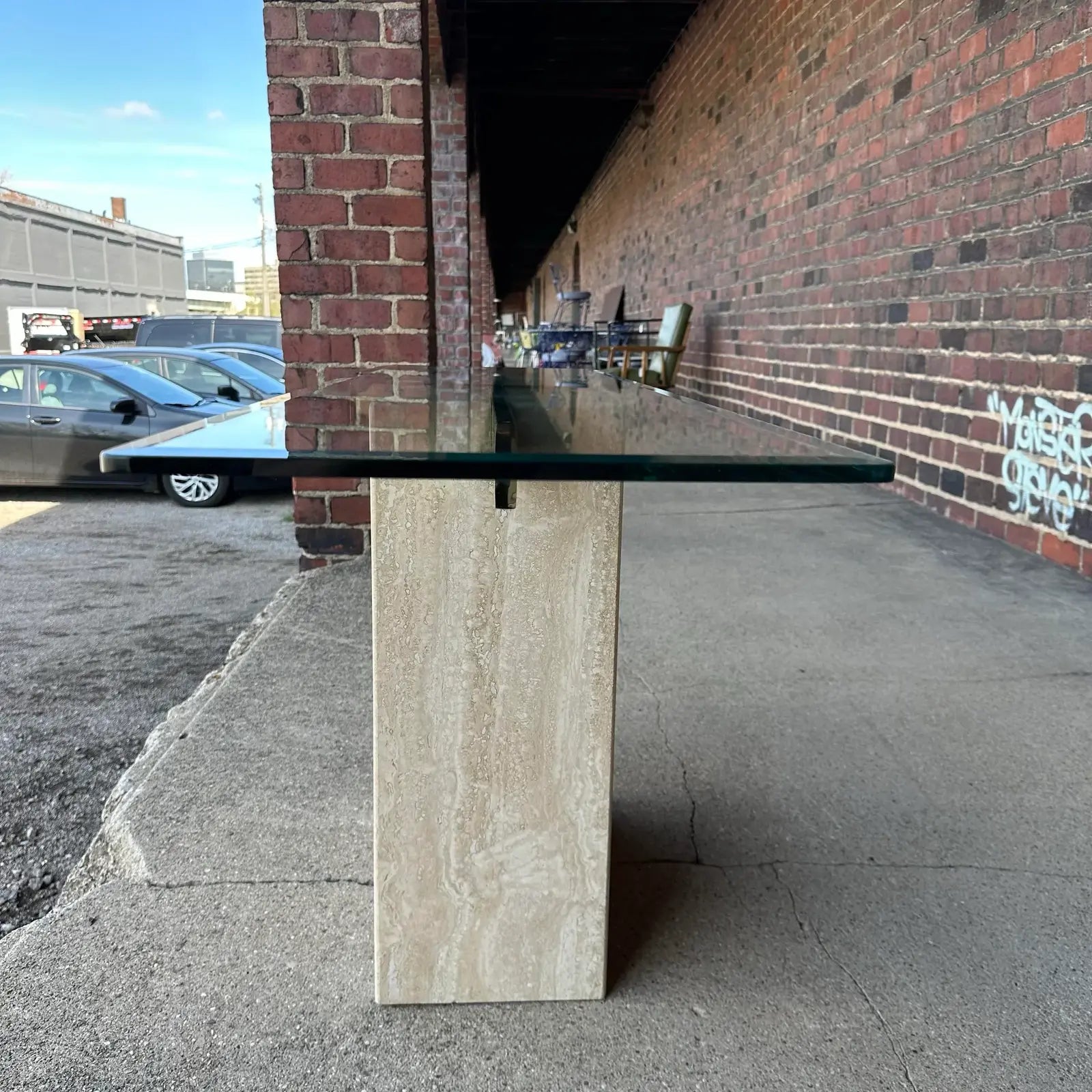Artedi Marble and Brass Console Table