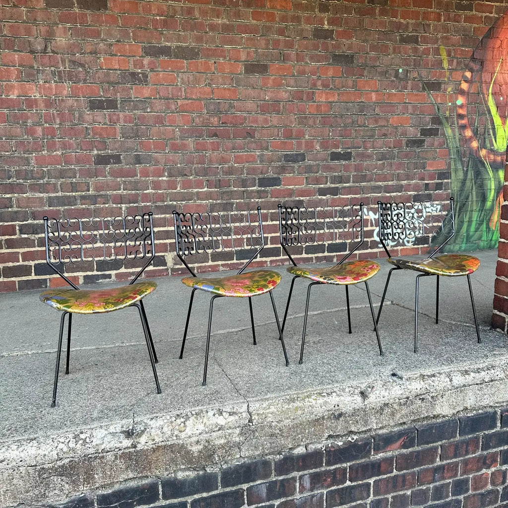 Arthur Umamoff Iron and Glass Dining Table 4 Chairs