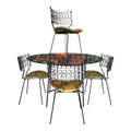 Arthur Umamoff Iron and Glass Dining Table 4 Chairs