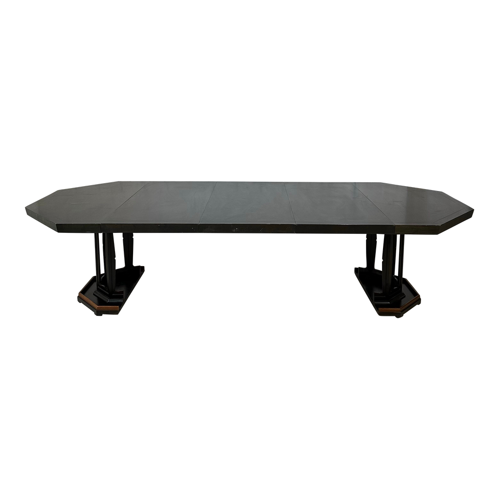 Baker Dining Table 3 Leaves Has a Dark Stain With a Hint of Green