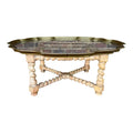 Baker Furniture Brass Glass and Oak Barley Twist Regency Coffee Table