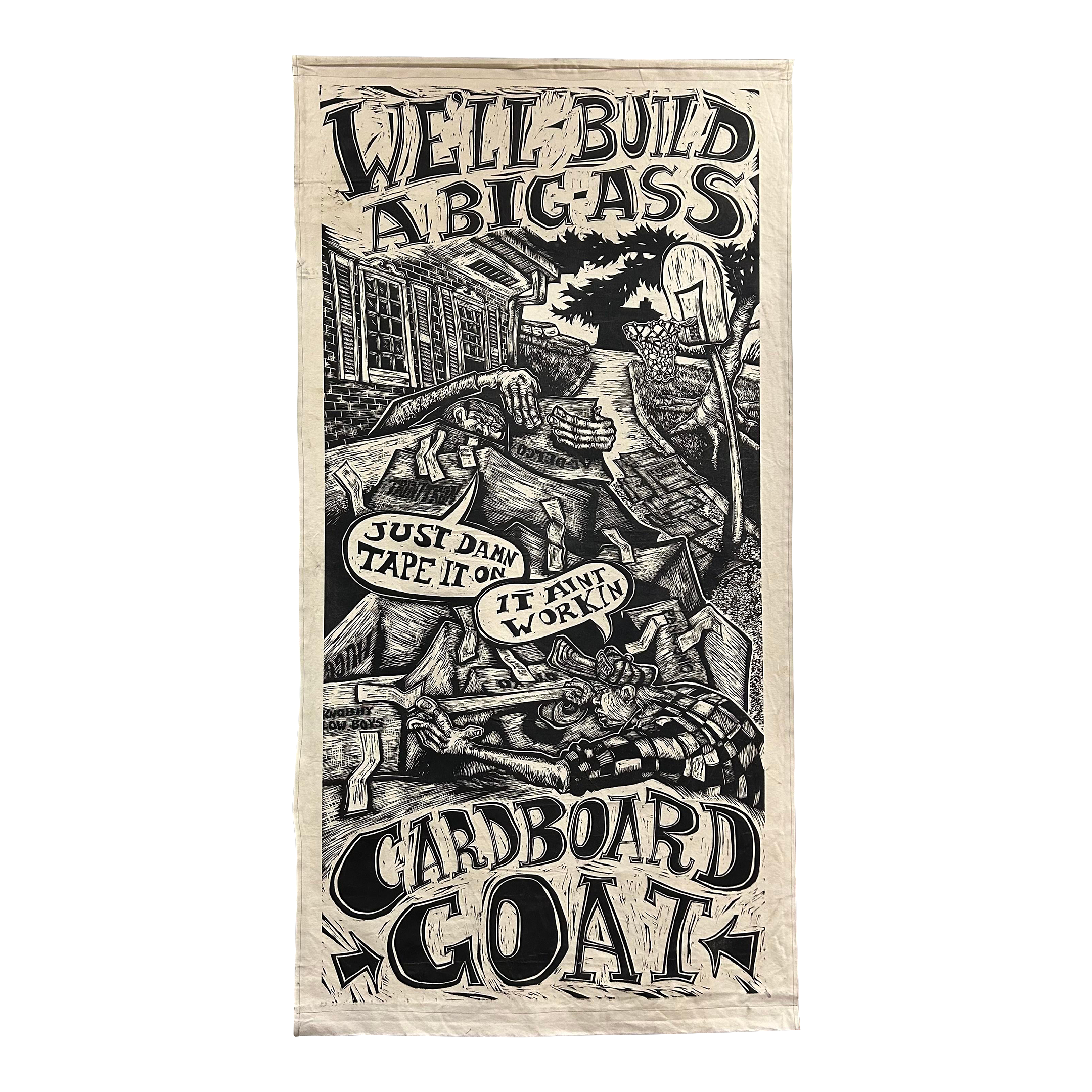 Barn Stormers David Ellis “We Built a Big-Ass Cardboard Goat” Giant Block Print