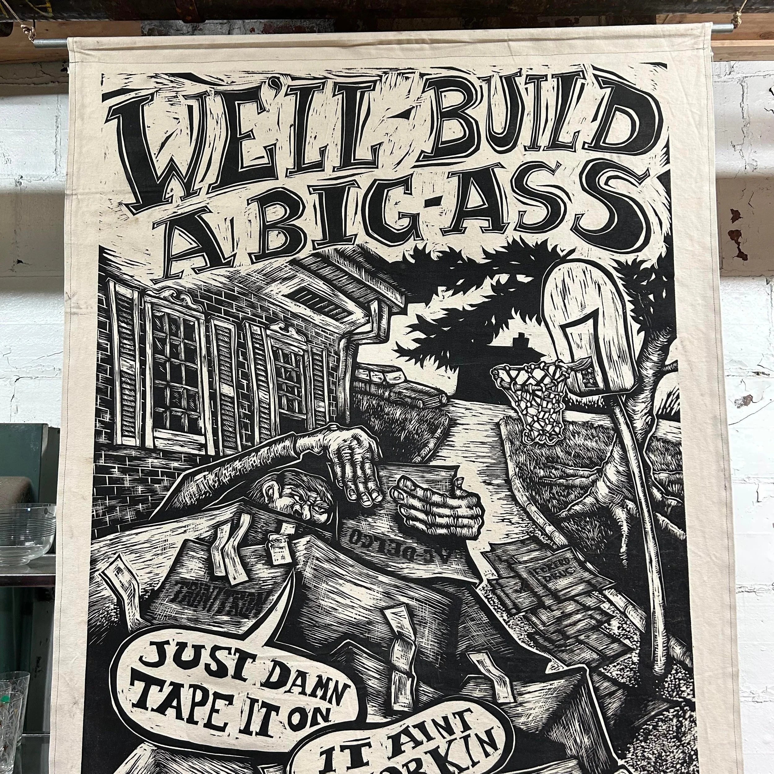 Barn Stormers David Ellis “We Built a Big-Ass Cardboard Goat” Giant Block Print