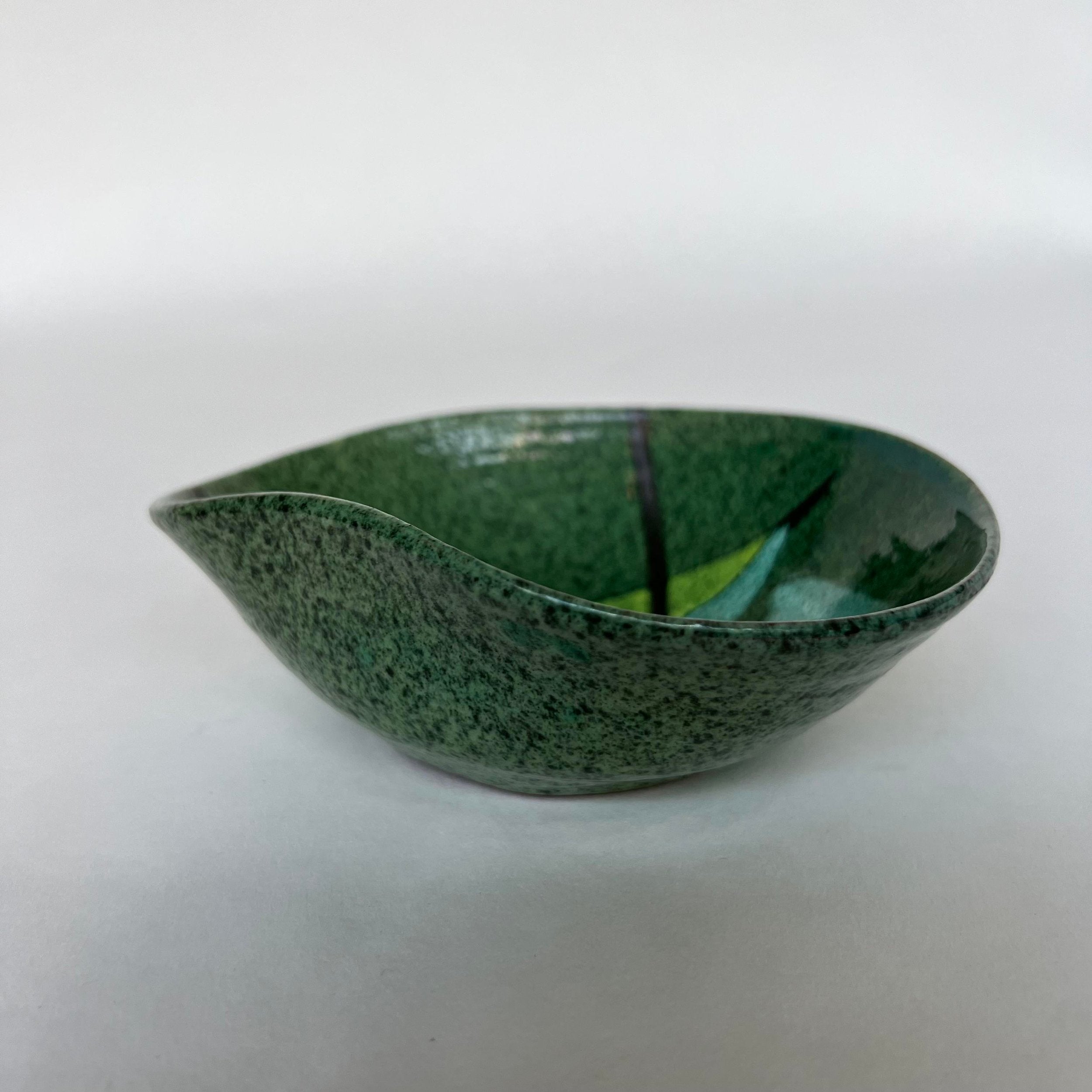 Ceramic Dish With Bird Design Signed