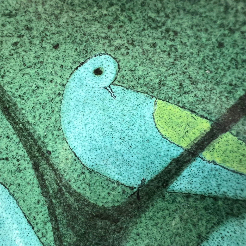 Ceramic Dish With Bird Design Signed