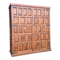 Belgian Brutalist Oak Cabinet W/ Wrought Iron Hinges – Paneled Doors, 62.75”h