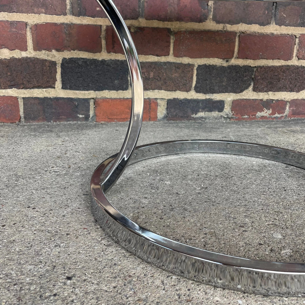 Bernhardt Furniture Company Coffee Table Circle Glass Chrome Mirror
