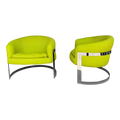 Pair of  Milo Baughman Style Cantilevered Chrome Chairs