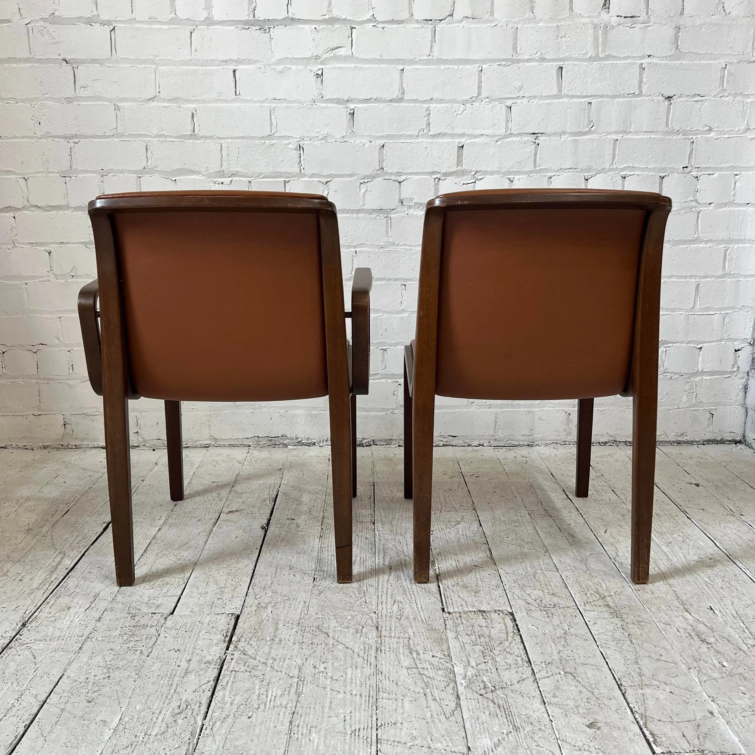 Bill Stephens for Knoll Leather and Bentwood Chairs Set of 6