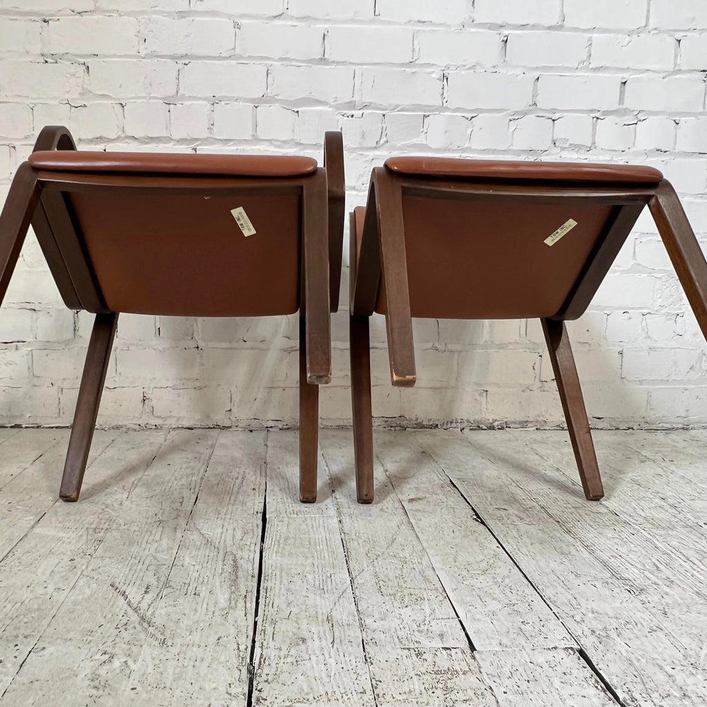 Bill Stephens for Knoll Leather and Bentwood Chairs Set of 6