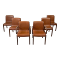Bill Stephens for Knoll Leather and Bentwood Chairs Set of 6