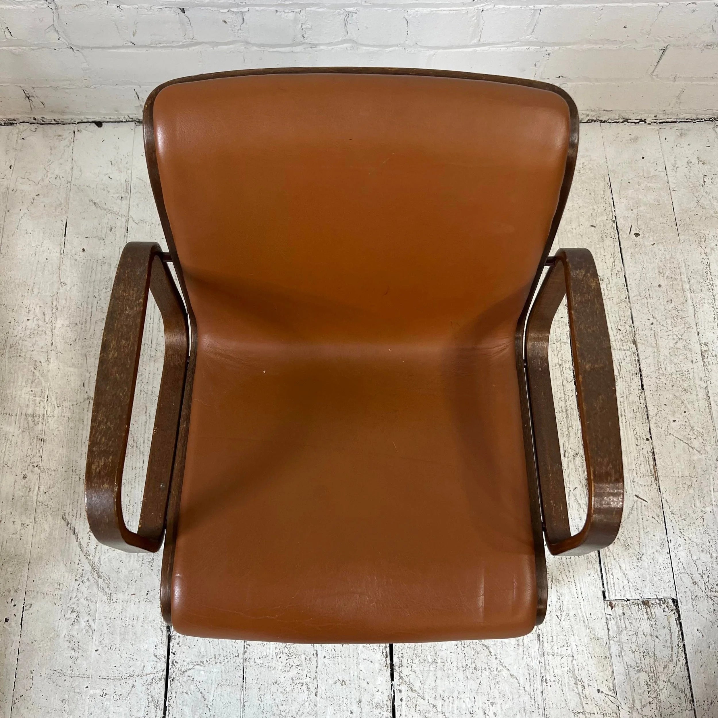 Bill Stephens for Knoll Leather and Bentwood Chairs Set of 6