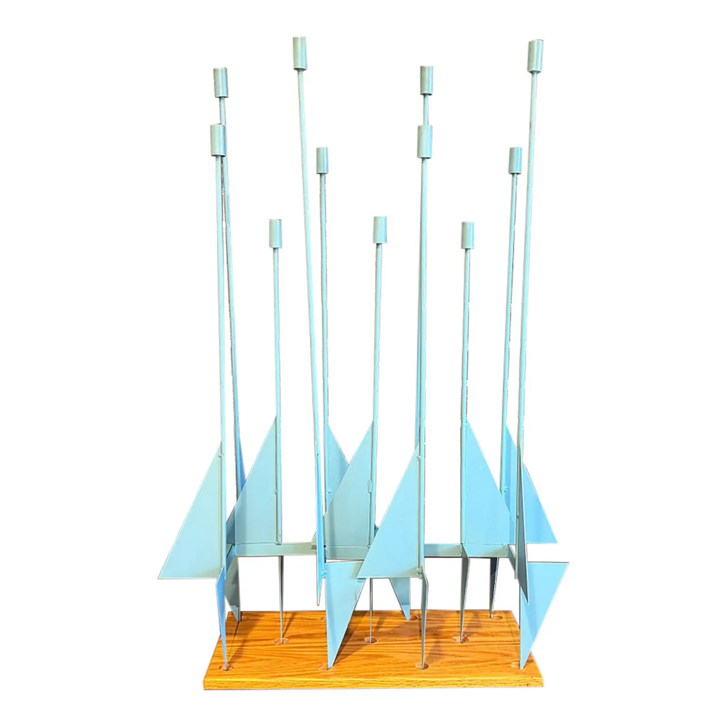 Blue Don Drumm Abstract Candelabra Sculpture
