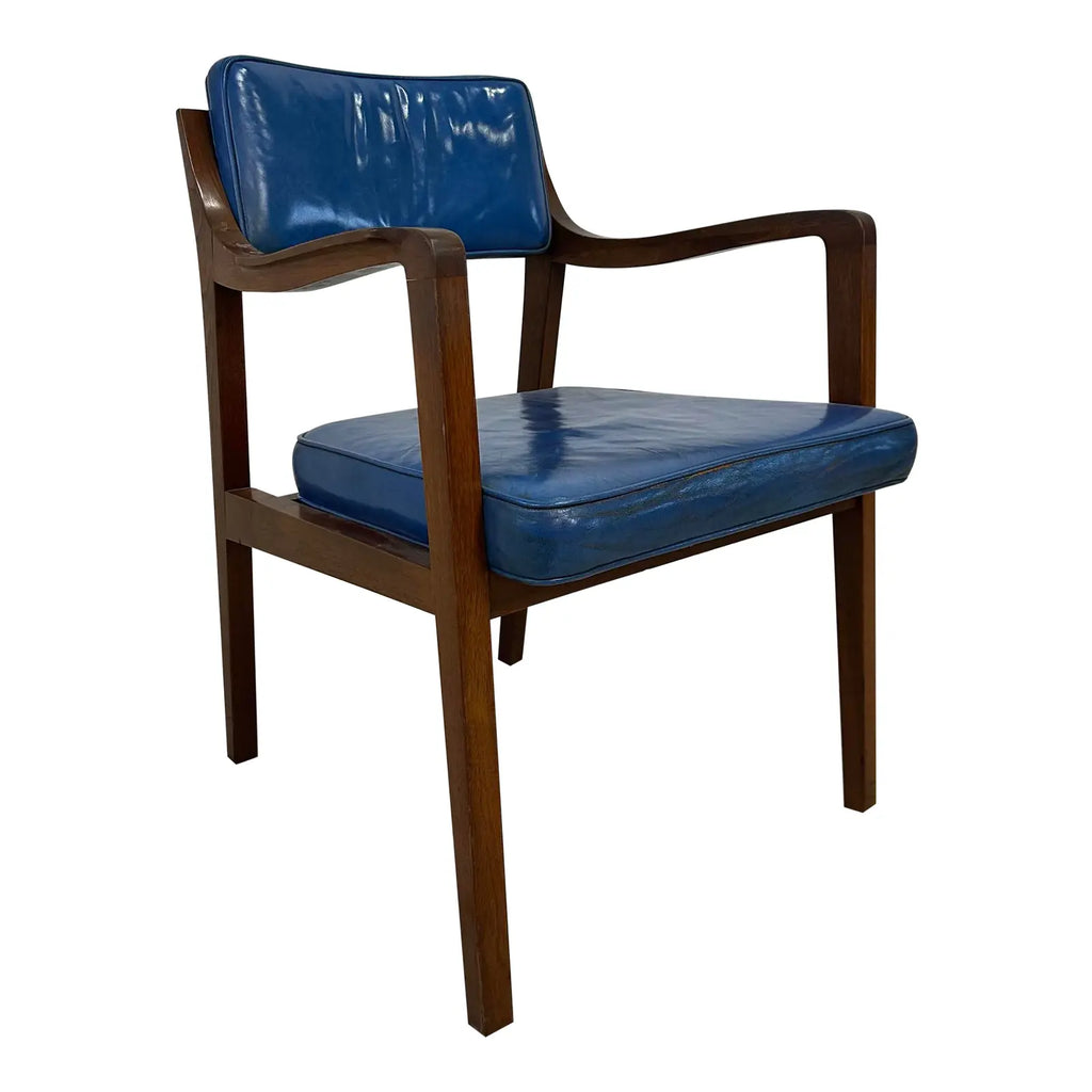 Blue Leather Dunbar Chair
