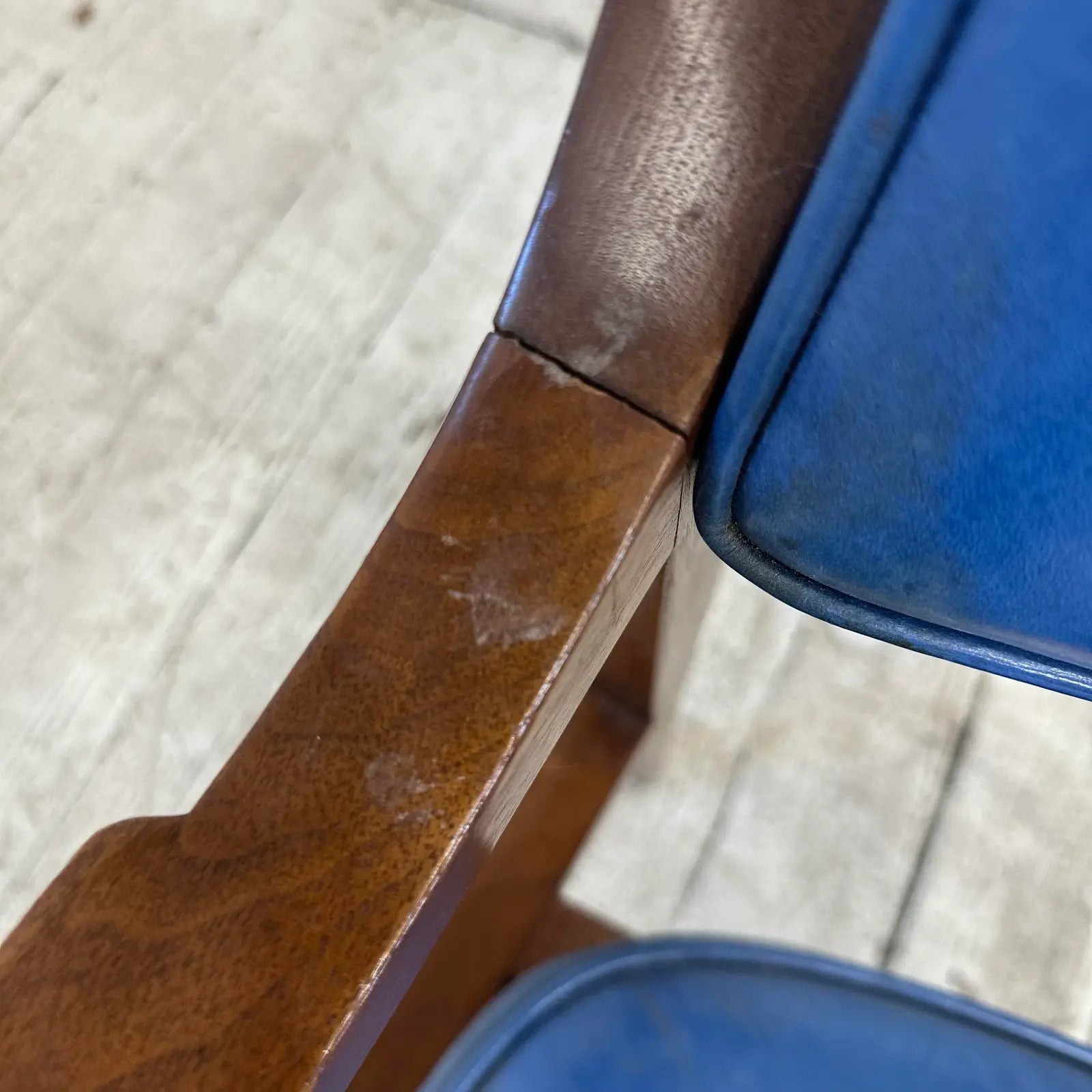 Blue Leather Dunbar Chair