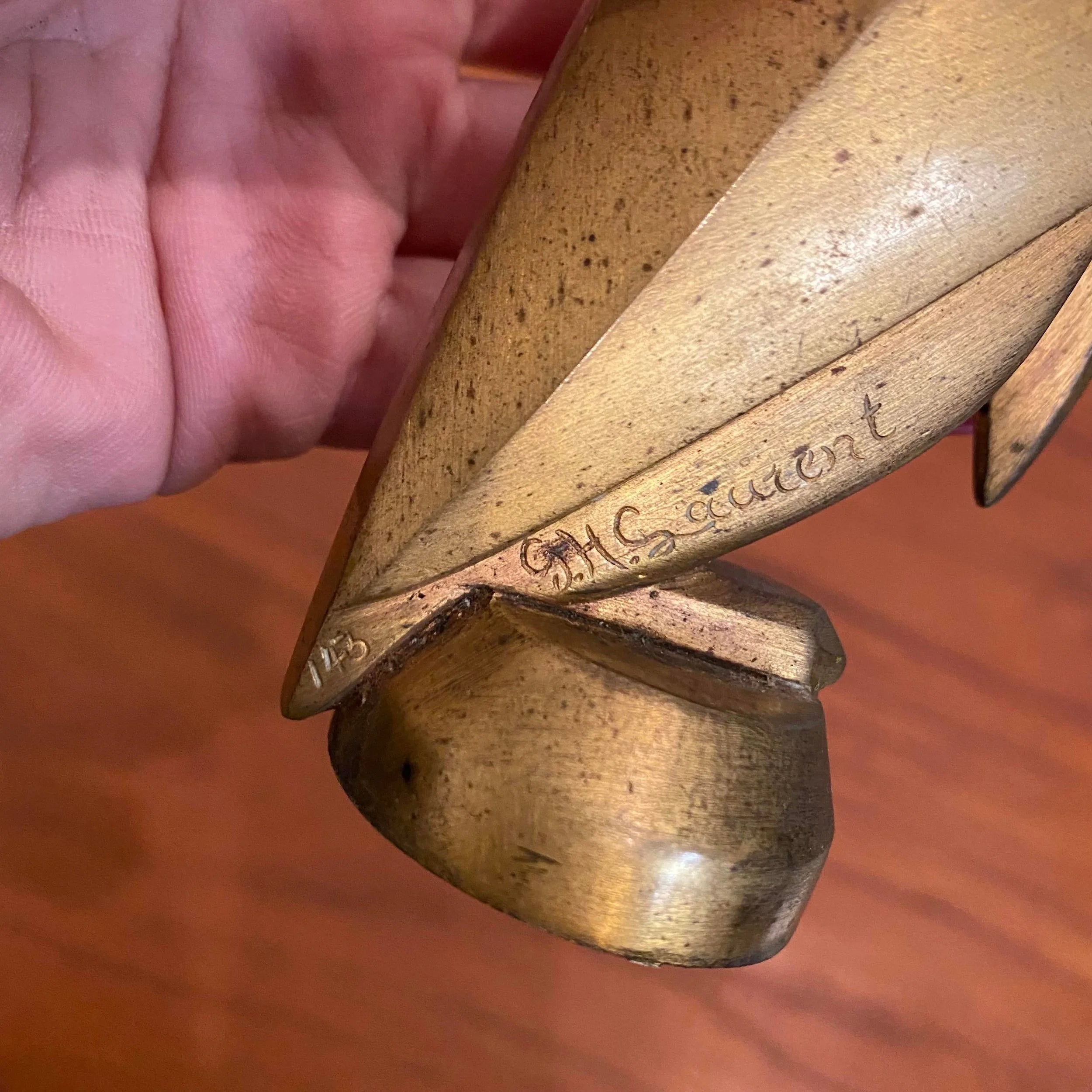 Brass Cubist Pelican Sculpture by G.H. Laurent