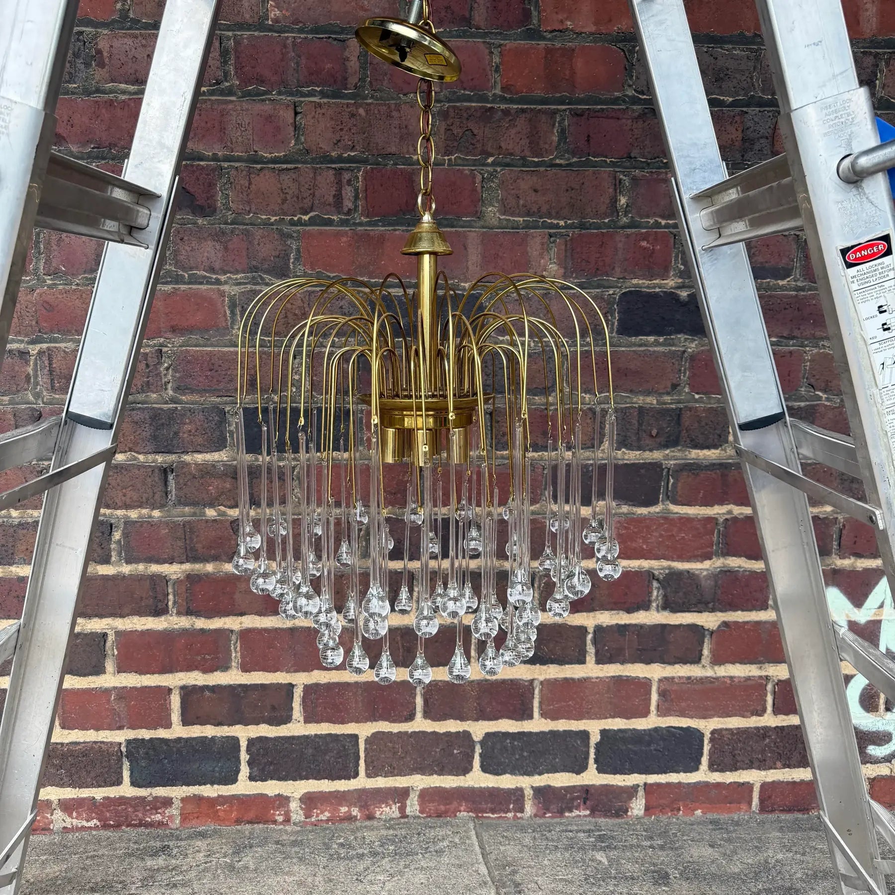 Brass Murano Tear Drop Waterfall Chadalier