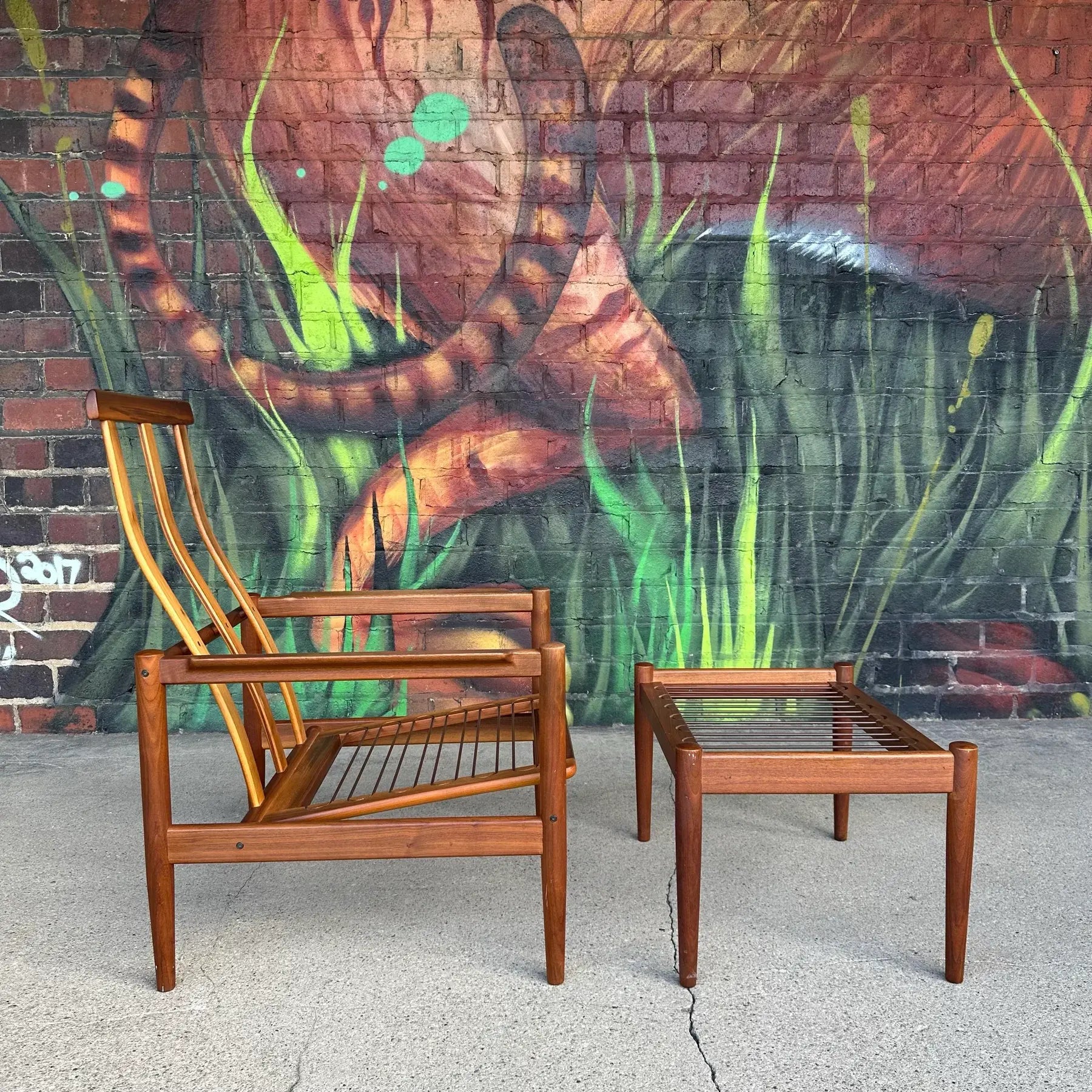 Børge Jensen & Sønner Teak Lounge Chair and Ottoman for Bernstorffsmide Møbelfabrik