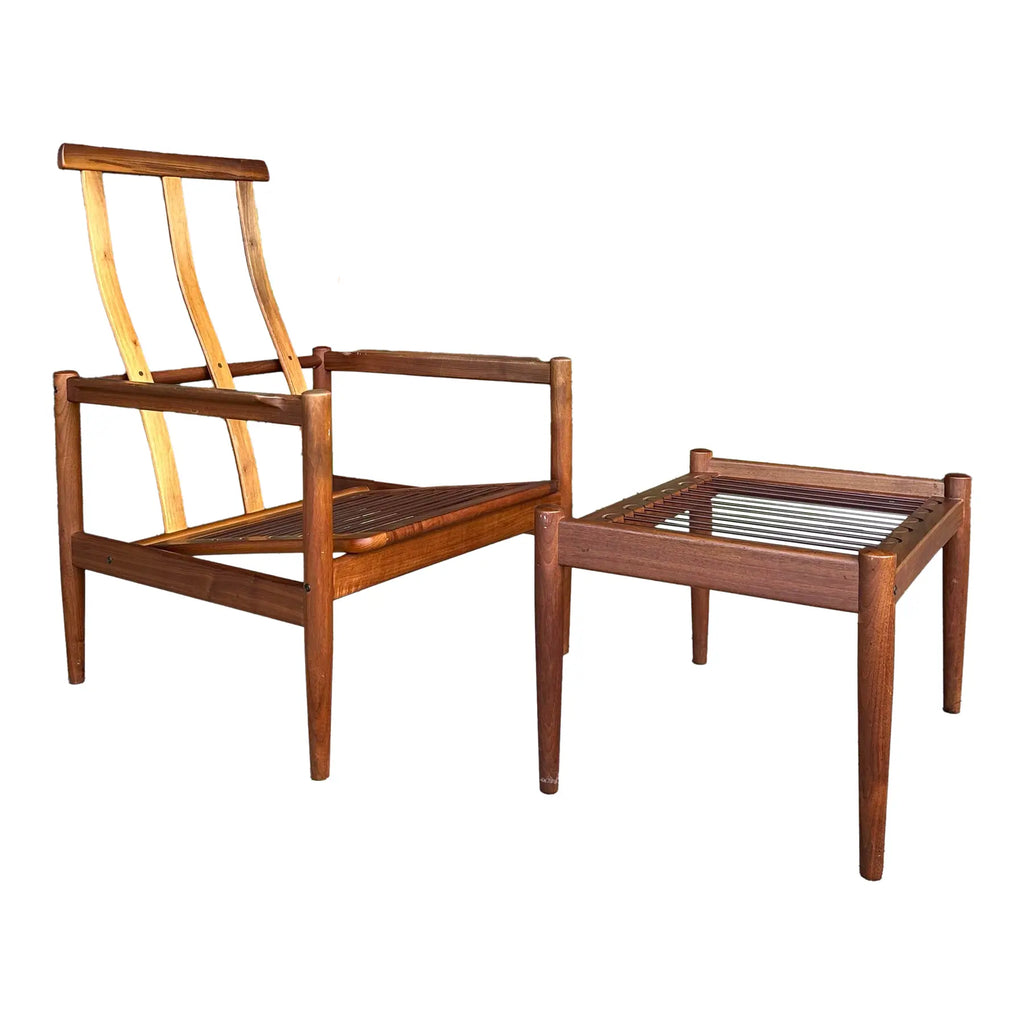 Børge Jensen & Sønner Teak Lounge Chair and Ottoman for Bernstorffsmide Møbelfabrik
