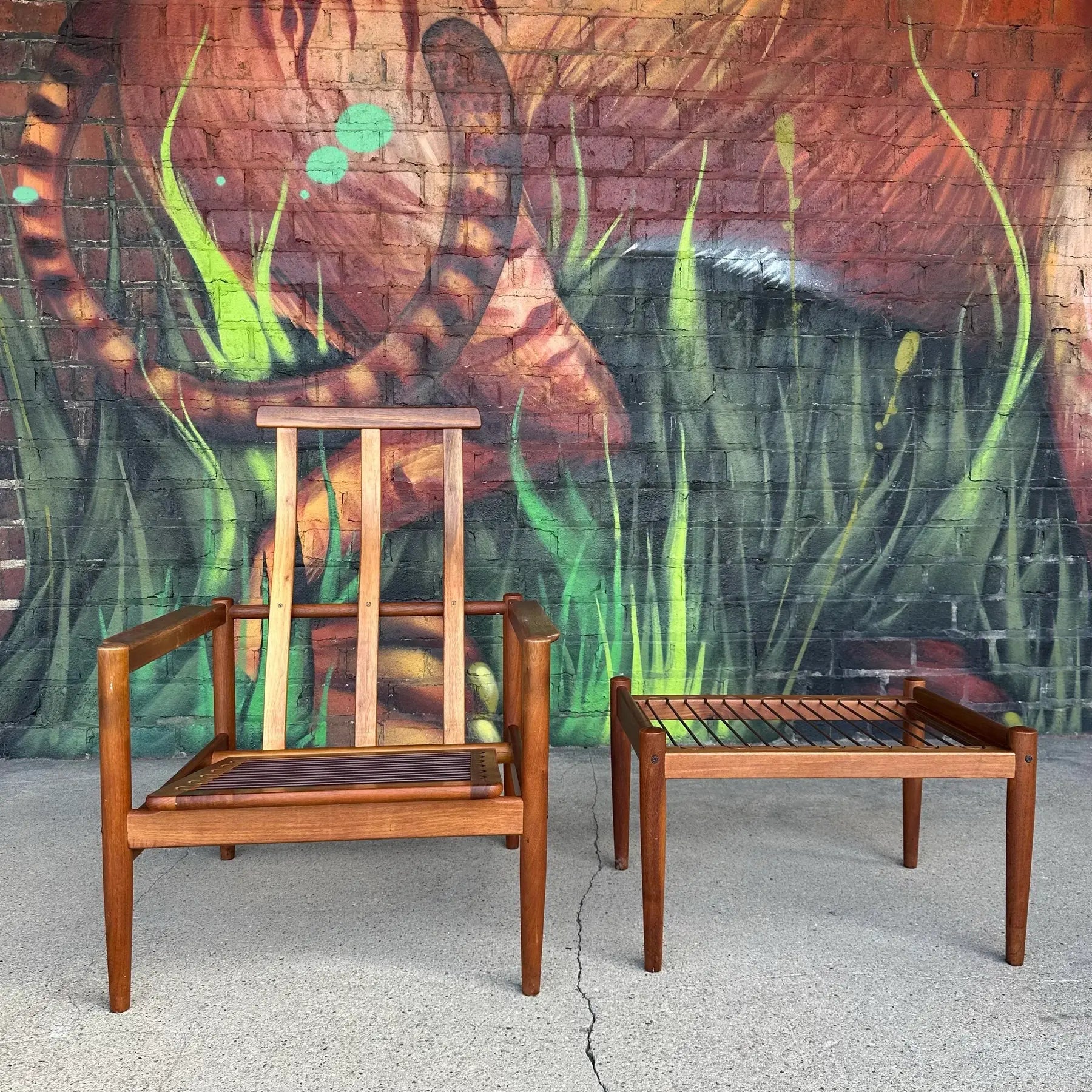 Børge Jensen & Sønner Teak Lounge Chair and Ottoman for Bernstorffsmide Møbelfabrik