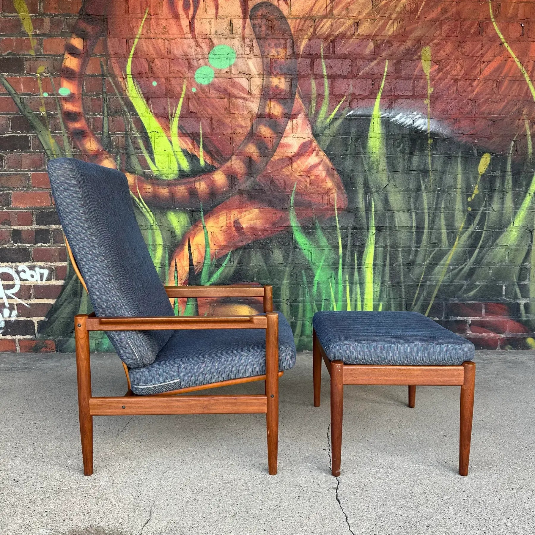 Børge Jensen & Sønner Teak Lounge Chair and Ottoman for Bernstorffsmide Møbelfabrik