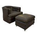 Brown Vinyl Lounge Chair With Ottoman Milo Baughman Style