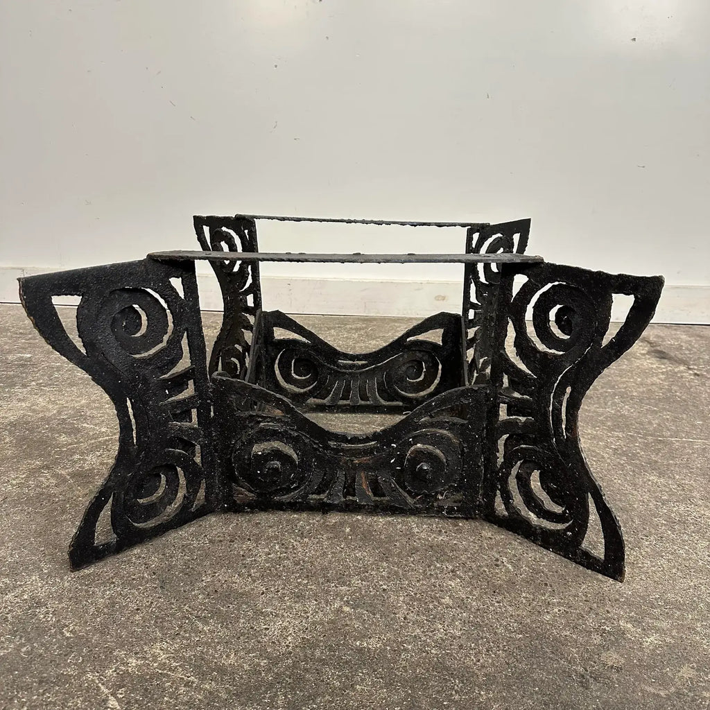 Brutalist Whimsical Torch Cut Side Table Smoked Glass Sculpted Metal