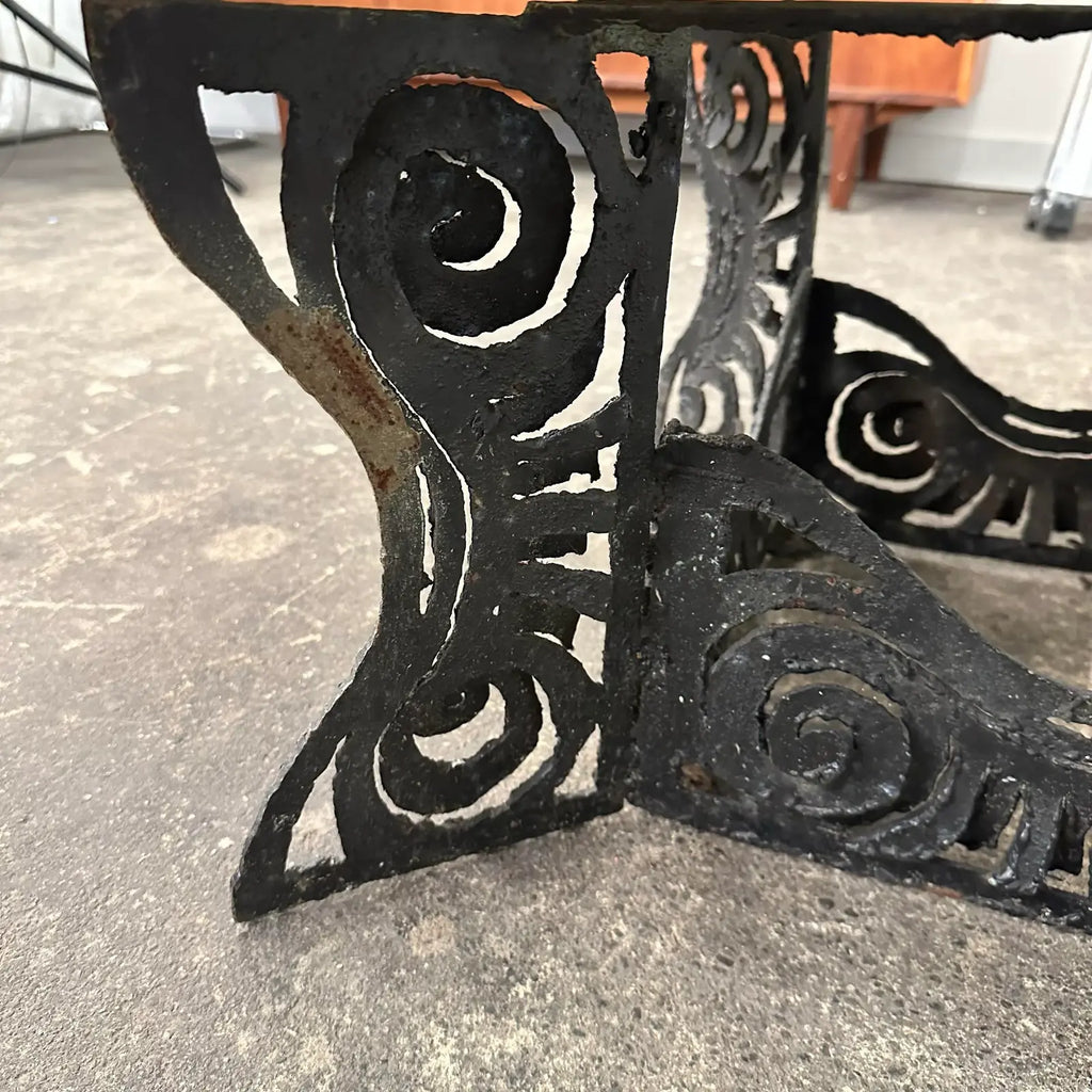 Brutalist Whimsical Torch Cut Side Table Smoked Glass Sculpted Metal