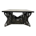 Brutalist Whimsical Torch Cut Side Table Smoked Glass Sculpted Metal