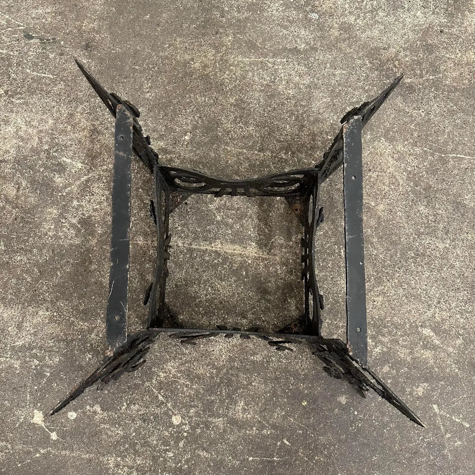 Brutalist Whimsical Torch Cut Side Table Smoked Glass Sculpted Metal