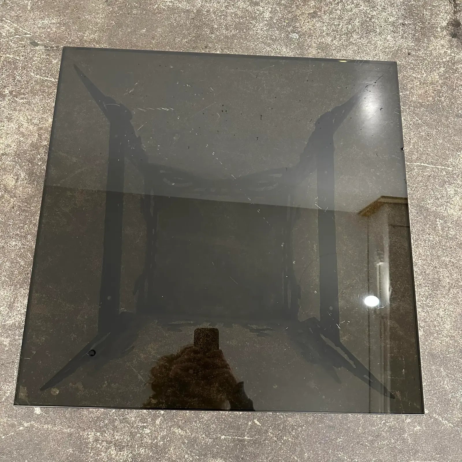 Brutalist Whimsical Torch Cut Side Table Smoked Glass Sculpted Metal