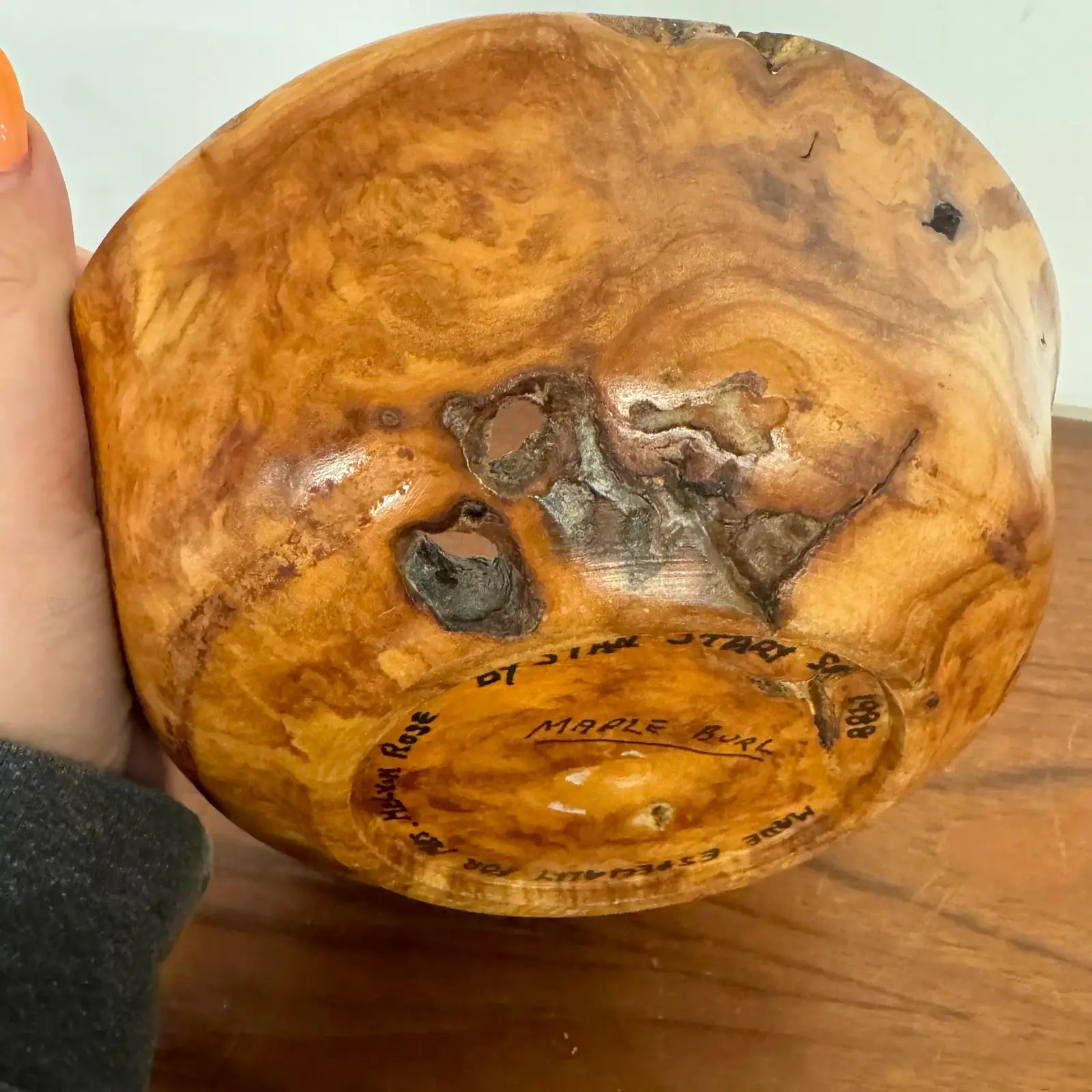 Burled Maple Wood Turn Bowl by Stan Stary for Melvin Rose